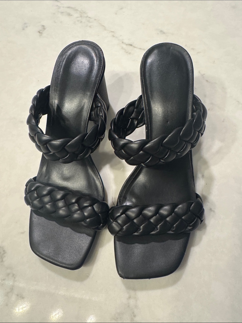 a new day Black Braided Double-Strap Slide Heels